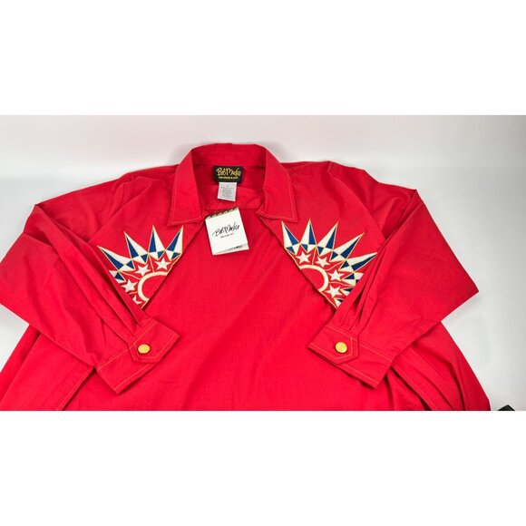 NWT Bob Mackie Wearable Art Red Embroidered Starburst Jacket Womens Small Tunic - Picture 4 of 16